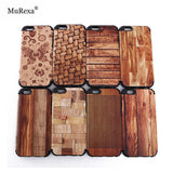 2 in 1 Shockproof Silicon Bumper Wooden Patern Case Cover for iPhone 5S 6S Plus 7 Plus with Metal Sheets for Magnetic Holding