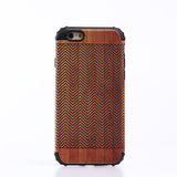 2 in 1 Shockproof Silicon Bumper Wooden Patern Case Cover for iPhone 5S 6S Plus 7 Plus with Metal Sheets for Magnetic Holding