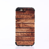 2 in 1 Shockproof Silicon Bumper Wooden Patern Case Cover for iPhone 5S 6S Plus 7 Plus with Metal Sheets for Magnetic Holding