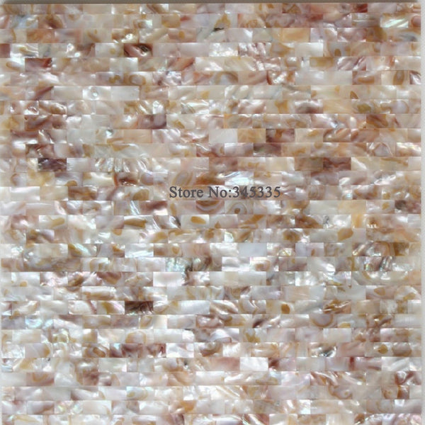 natural brick freshwater shell mosaic tile groutless mother of pearl kitchen backsplash bathroom bedroom shower background wall