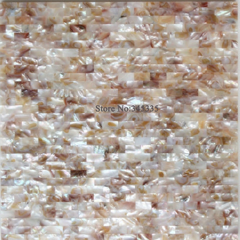 natural brick freshwater shell mosaic tile groutless mother of pearl kitchen backsplash bathroom bedroom shower background wall